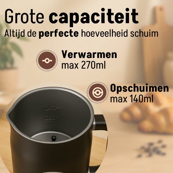 Milchaufschäumer - Elektrischer Milchaufschäumer - Schwarz - 4-in-1 - 500W - MF0803 PRO - Vollständigstes Set - Coopley