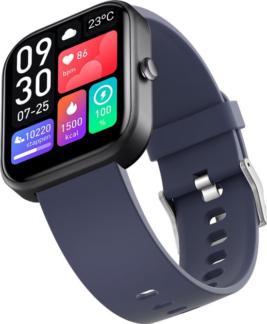 MAOO Smartwatch Damen und Herren - Valentinsgeschenk - Android und IOS - Volle Klingelfunktion - Schrittzähler - Herzfrequenzmesser - Blutdruckmesser - Multisport - GT Serie - Blau