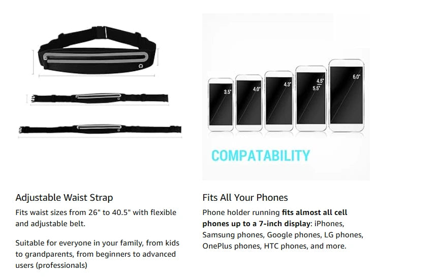GoZone Full Reflective Body Slimline Hüfttasche mit Reißverschlussfach – Tragbare Handyhalterung