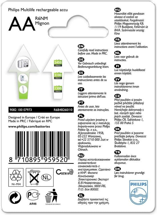 Wiederaufladbare Philips AA-Batterien