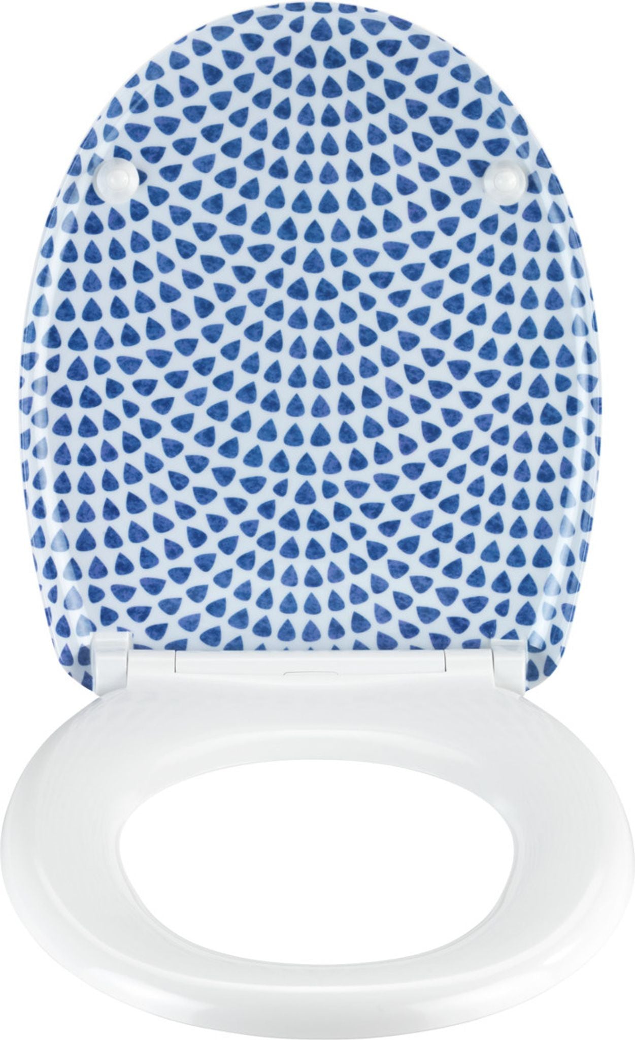 Wenko Toilettensitz „Sevilla“ aus Duroplast mit Soft-Close-System – 38 x 45 cm – Blau-Weiß