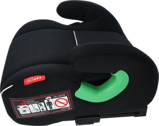 Carkids i-Size Sitzerhöhung Alfie – Isofix-Befestigung – Entspricht der Norm I-Size R-129 – Für Kinder von 125–150 cm – Abnehmbarer und waschbarer Bezug – Schwarz/Weiß