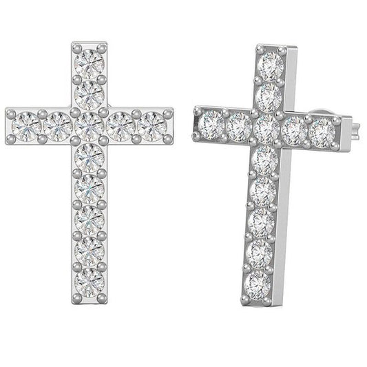 Yolora Damen Ohrringe Kreuz - Kalpa Camaka Kristalle - Silber - 18K Weißgold vergoldet - Damen Ohrringe Silber - Schmuck - Luxus-Geschenk-Box - Geschenk-Box - Schöne Geschenk-Verpackung - Geschenk zum Muttertag