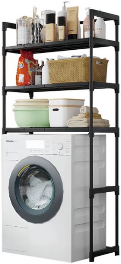 Nexxt Waschmaschinenregal mit Stauraum und Haken – 72 x 26 x 162 cm