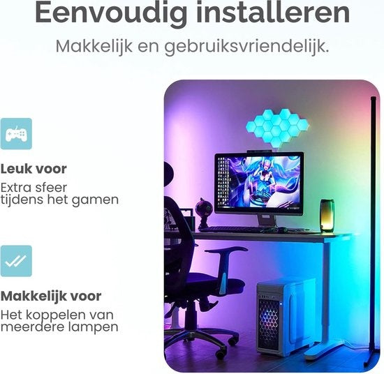 Gologi - Smart Stehleuchte - LED - Dimmbar - mit App - RGBW - Schwarz
