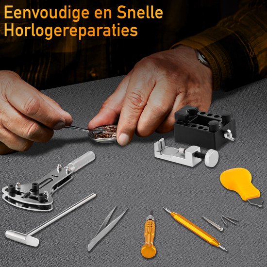 Happy Goods Uhrenreparaturset - 154-teilig - Geeignet bis 55 mm - 21 x 10 x 5 cm - Braun