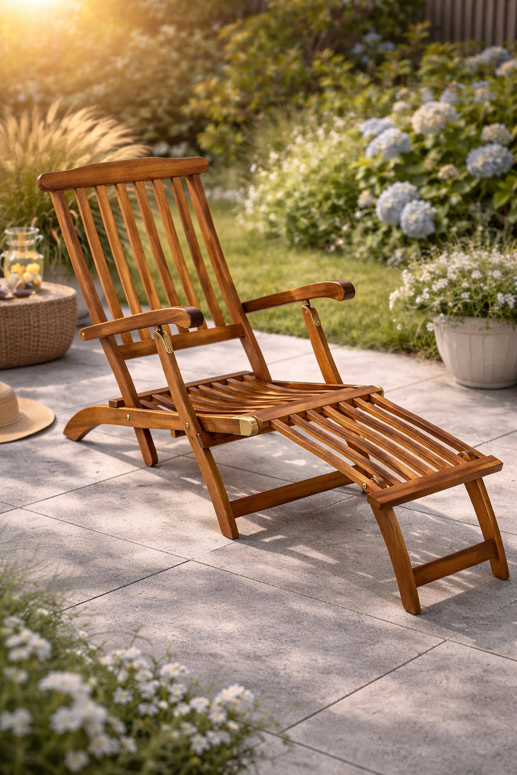 Casaria Sonnenliege "Queen Mary" Akazienholz - 196x54x95cm - Braun