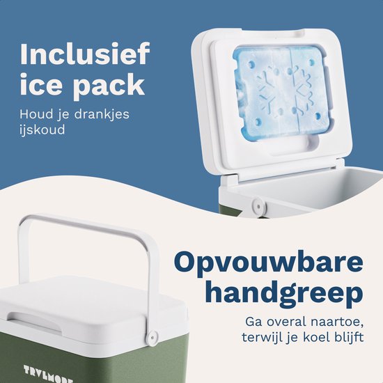 TRVLMORE Cool Box 7L - Kühlbox - Inklusive Kühlelement - Cool Box Small - Grün