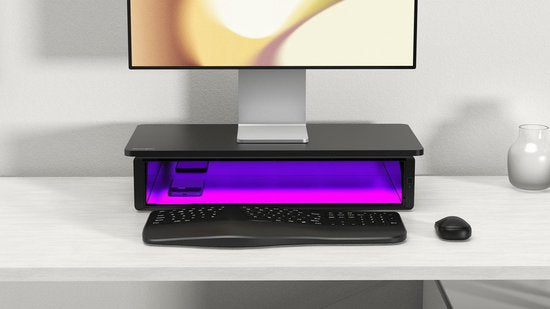 Kensington UVStand™ Monitorständer mit UVC-Sterilisationsfach/Aufbewahrungsschublade - Schwarz