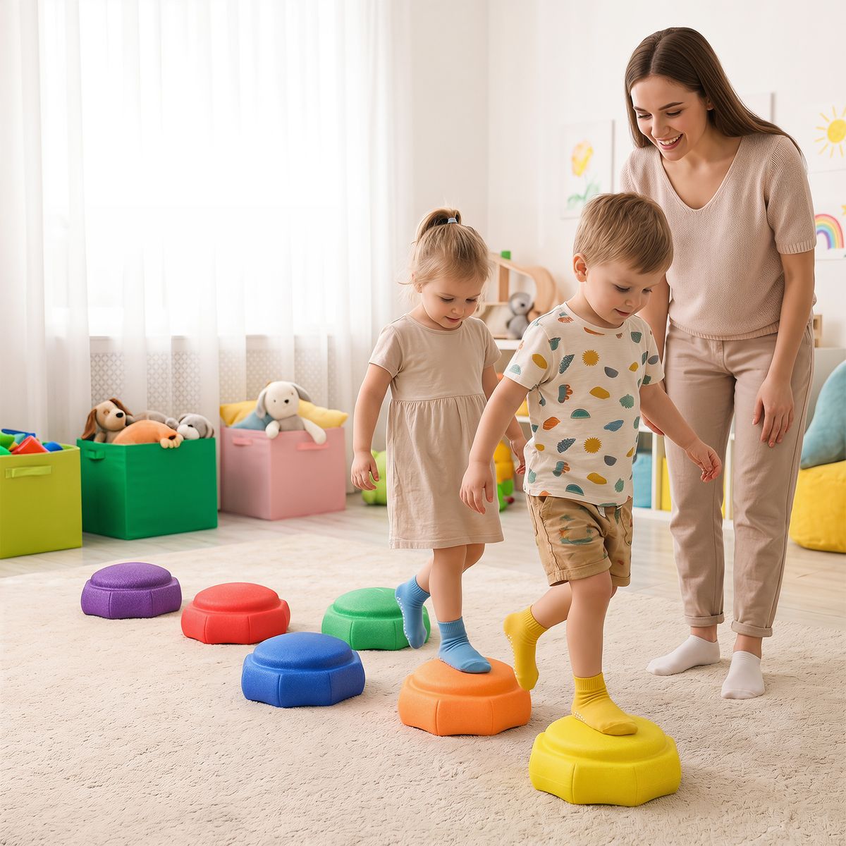Coast Balance-Steine für Kinder – 6-teiliges Set – rutschfest – stapelbar – mehrfarbig