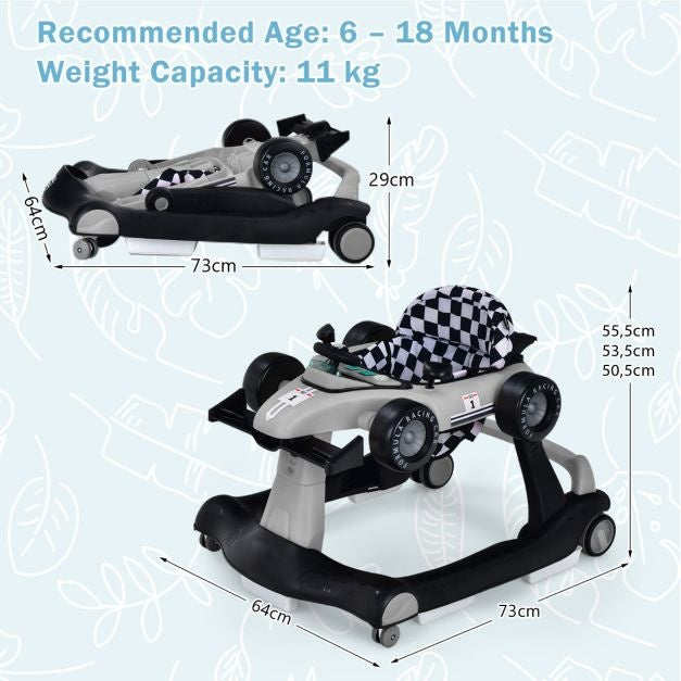 4-in-1 Kinderwagen mit einstellbarer Höhe und Geschwindigkeit Baby Cart mit Anti-Rutsch-Pads zusammenklappbar Baby Walker schwarz/gelb/blau/grau/weiß/rot
