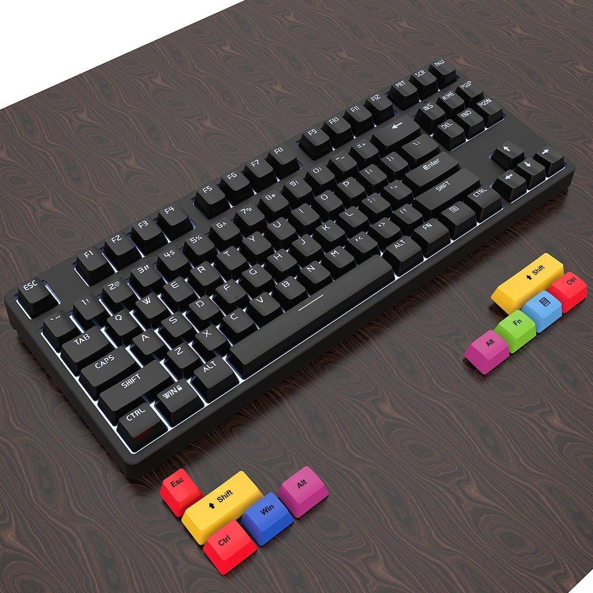 HXSJ L600 Wired Mechanical Gaming Keyboard - QWERTY - 87 Tasten - Roter Schalter - Schwarz
