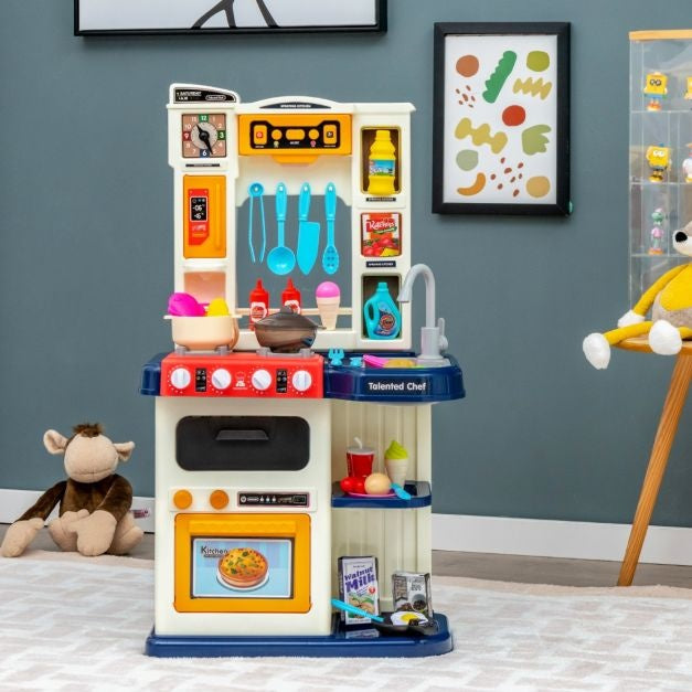 Coast 65 TLG. Leichte Kinderspielküche mit Wasserpumpe blau