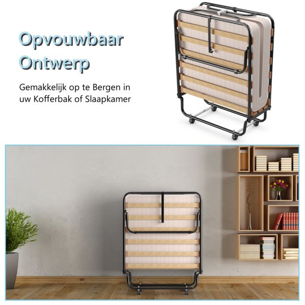 Küstenbett - faltbar - bis zu 120kg. - Inkl. Memory-Schaum-Matratze - 80 x 190 x 39 cm - Beige