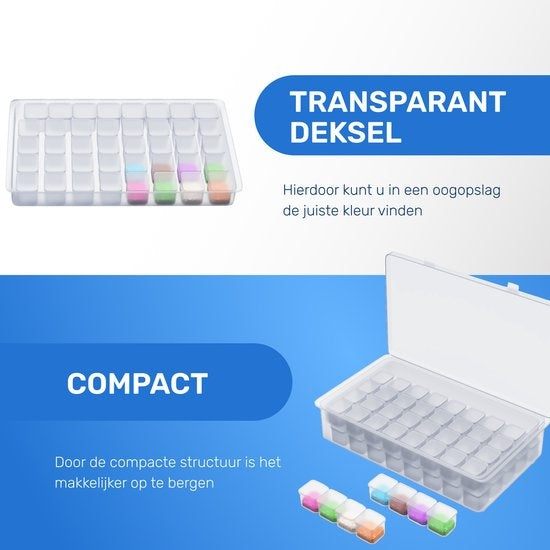 RubyeÂ® Aufbewahrungsbox für Diamantmalerei - Sortierbox - Diamantmalerei für Erwachsene - Stifte - Pinzette - Aufbewahrungsbox 84 Boxen