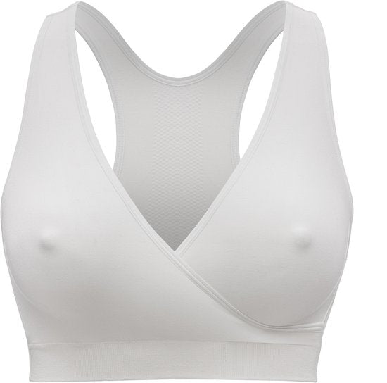 Medela Keep Cool Sleep-BH – Nahtloser Schlaf-BH – Schwangerschafts-BH – Still-BH mit 2 atmungsaktiven Zonen – Soft-Touch-Material – Weiß – Größe M