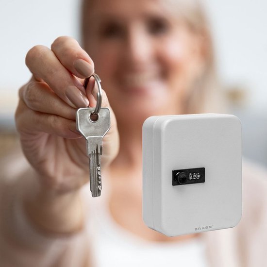 BRASQ Schlüsselsafe 20 Schlüssel mit Zahlenschloss - Schlüsselkasten, Schlüsselschrank KC300 Grau mit Zahlenschloss