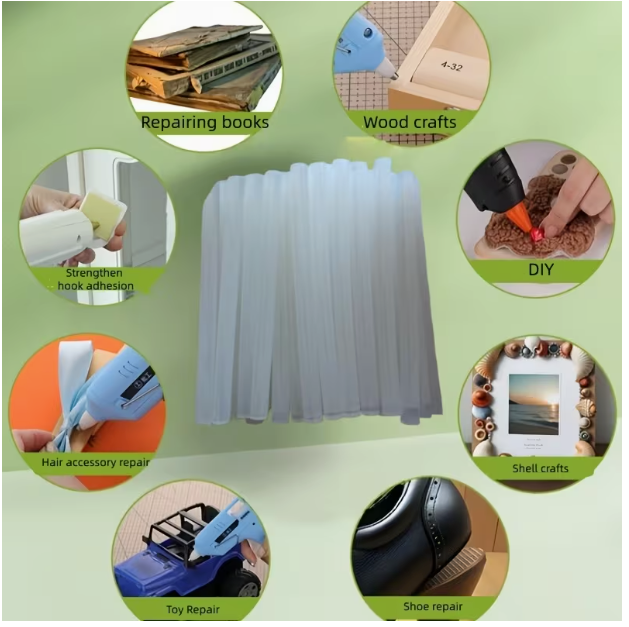 Klebepatronen (20 Stück) - Schmelzklebestifte - Universal, schnell aushärtend, stark haftend - 7 mm x 10 cm - EVA - Weiß