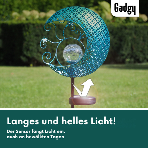 Gadgy - Solar Garten Licht Mond mit Garten Fackel - Outdoor - Garten, Terrasse & Balkon - Blau
