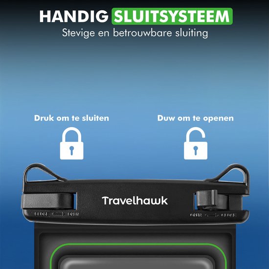 Travelhawk Wasserdichte Handyhüllen – Drybag-Set, 2er-Pack – Unterwasserhülle – Wasserdichte Handytasche – Für alle Smartphones geeignet – Auch für Reisepass und Bankkarten – Durchsichtig – Wasser - Urlaub - Schwimmen - Handy - Wasserdicht
