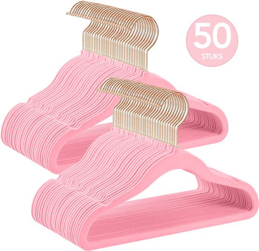 Brixy 50 Kinder-Kleiderbügel - Rosa - Kleiderbügel - Samt - Hosenstange