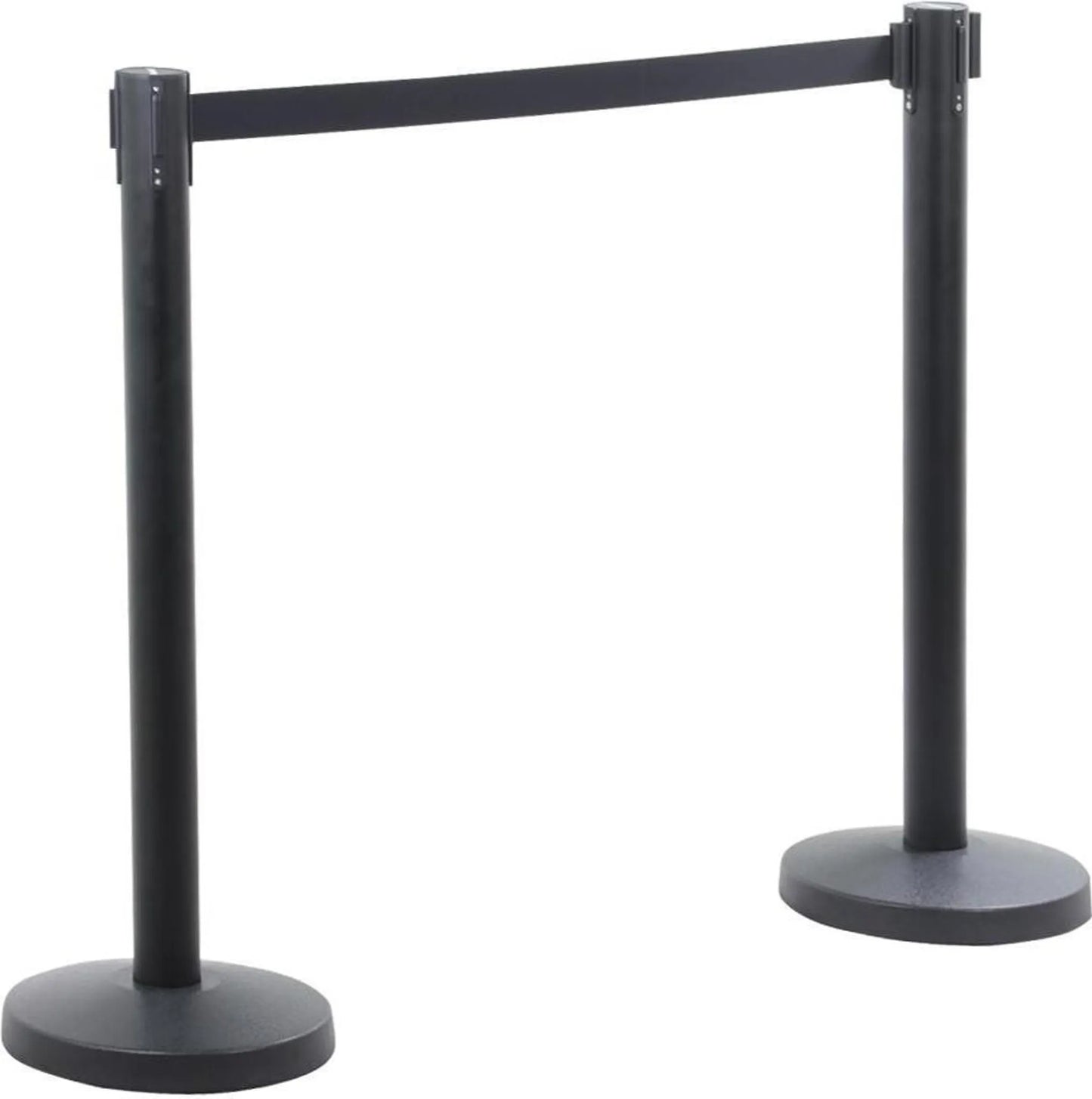 Yaheetech Absperrpfosten 2er Set - 92 cm hoch - ausgestattet mit 200 cm einziehbarem Band und 4-Wege-Kupplungssystem und stabilem Sockel - für VIP-Zonen und Messen - schwarzer Stahl