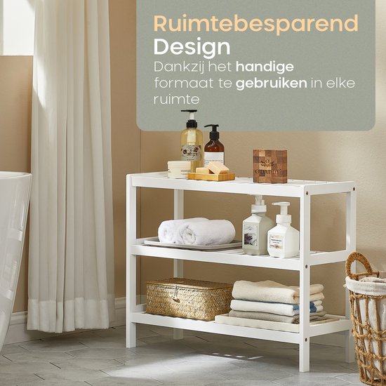 O'DADDY® Schuhregal - Schuhbank - Flurbank - Schuhschrank - Schuhaufbewahrungssystem - Schuhschrank - 3 Lagen - für 12 Paar - Multifunktionsregal - Bambus - Weiß - 70 x 28 x 45 cm