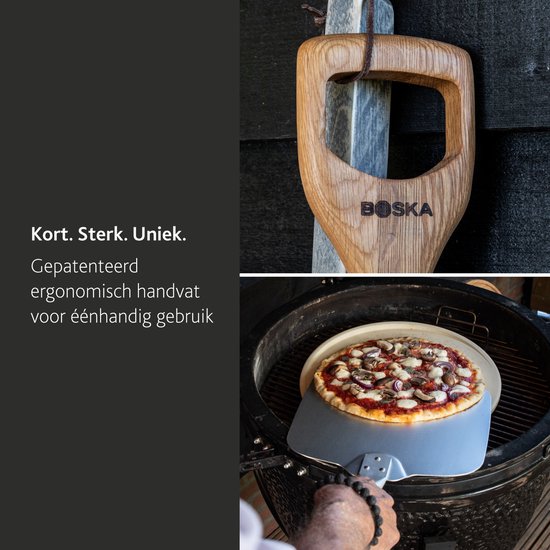Boska Pizzaschneider Grill - Kurzer Griff - Stabil - Aluminium - Eiche - BBQ Zubehör