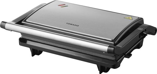 Tomado TGC2001S - Kleiner Kontaktgrill - Toaster - PFAS-frei - Schwarz/Edelstahl - 750 Watt