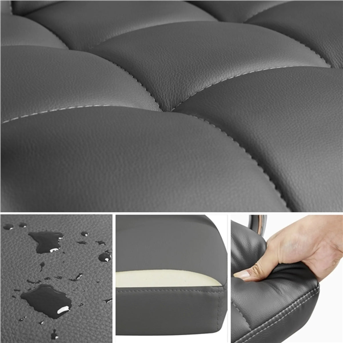 Yaheetech Luxus-Bürostuhl aus Kunstleder 88,5–103 cm – Stilvolles Grau – Polyurethan und Stahl