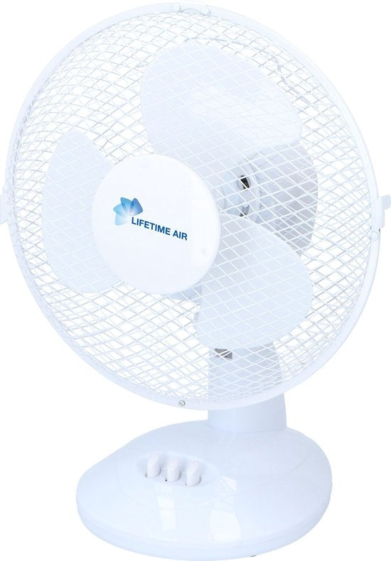 Lifetime Air Tischventilator - Ã˜23cm - 2 Geschwindigkeiten - Neigbar - Schwenkfunktion - Weiß