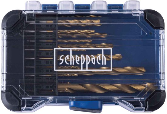 Scheppach HSS-Bohrerset HSS15 – 15-teilig – Ø 1,5–10 mm – Geeignet zum Bohren u. a. in Holz, Kunststoff und Metall