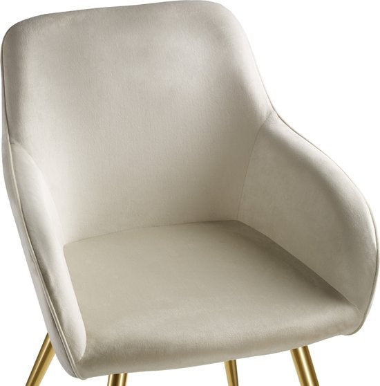 tectake - Stuhl Marilyn in Samtoptik - creme/gold - 404623