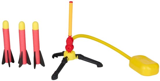 Eddy Toys Raketen-Spielzeug – Schaumstoffrakete mit Luftpumpe – Stomp Rocket-Set für Kinder – 3 x 25 cm lange Schaumstoffraketen – Spielzeug für draußen ab 4 Jahren