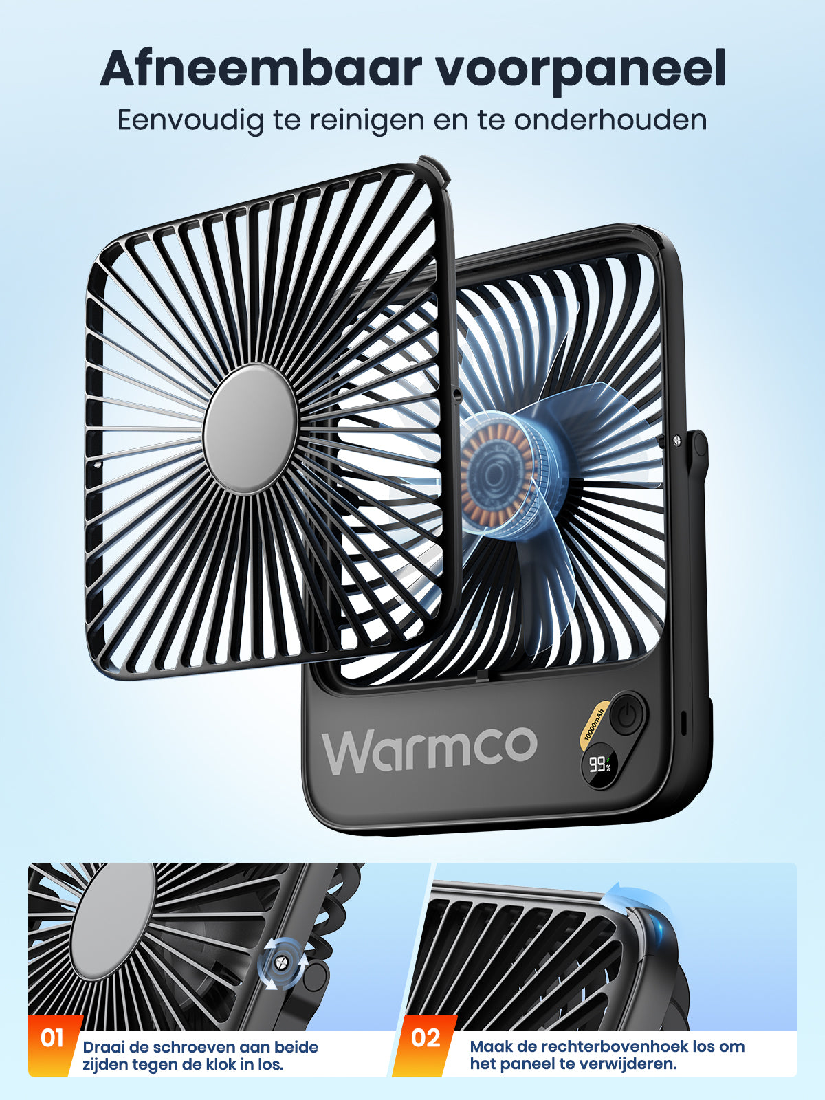 Warmco D3 tragbarer Ventilator – 7 Zoll – 10.000 mAh