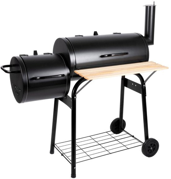 alpina Smoker Barbecue - BBQ Smoker - mit separatem Räucherofen - Verstellbarer Kamin - 104 x 58 x 114 cm