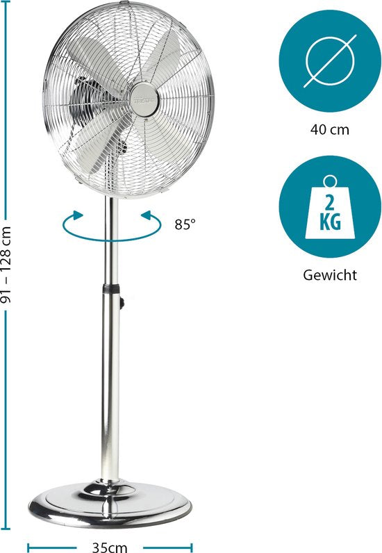 Standventilator 40 cm - Metallgehäuse - 3 Geschwindigkeiten - 85° Oszillation - Tristar VE-5951