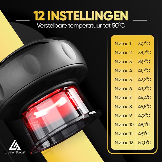 LivingBoost® Elektrisches Cellulite-Massagegerät - Inklusive Gua Sha - 12 Stufen und Temperaturen - Ganzkörper - Schröpfkopf-Set Massage - Anti Cellulite