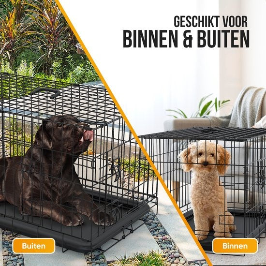 Avalo - Hundebox XXL - Faltbarer Käfig - 2 Türen - 122x74x80 CM - Schwarz
