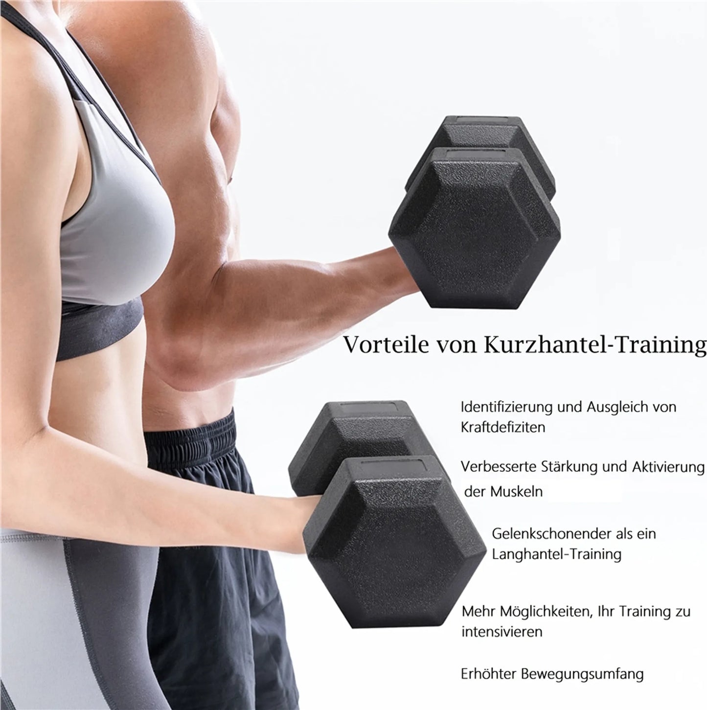 Yaheetech Hanteln Set von 2 x 8 kg - 33,5 x 17 x 15 cm - Features Hexagonal Kopf und Anti-Roll-Design und Kunststoffbeschichtung - für Krafttraining und Home Gym - Schwarz Kunststoff und Beton