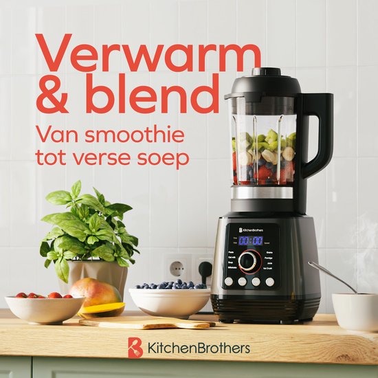 KitchenBrothers Blender - Thermoblender - 1.75L - Kochfunktion - 700+1000W - Smoothie Maker - Ice Crusher - Schwarz