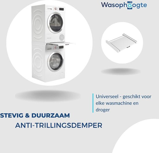 Waschhöhenausgleich® Zwischenstück für Waschmaschine und Trockner – Stapelset für Waschmaschine und Trockner – Zwischenrahmen – Für alle Modelle geeignet – Weiß