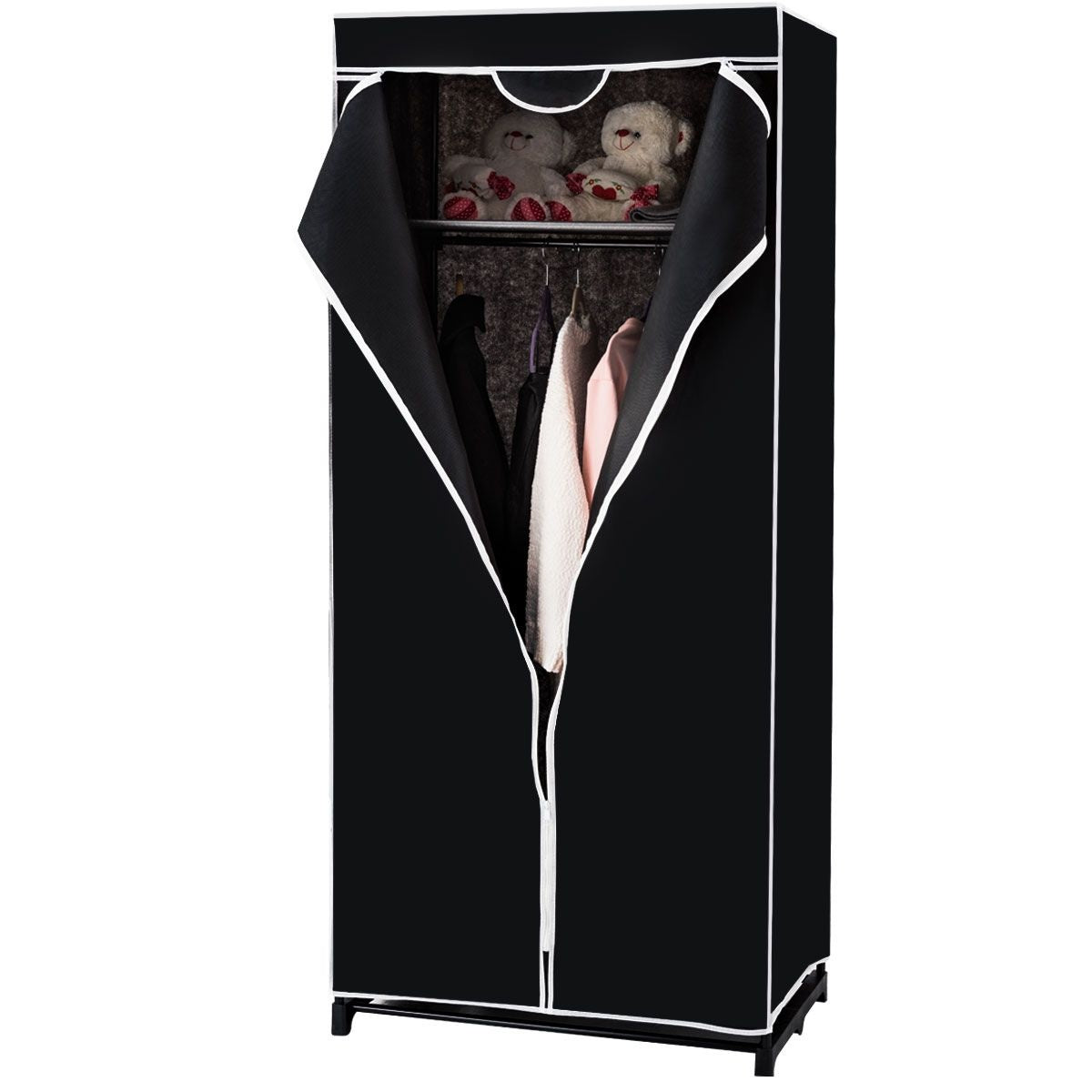 Coast Tragbare Garderobe - Stoff - 74 x 50 x 172 cm - Schwarz
