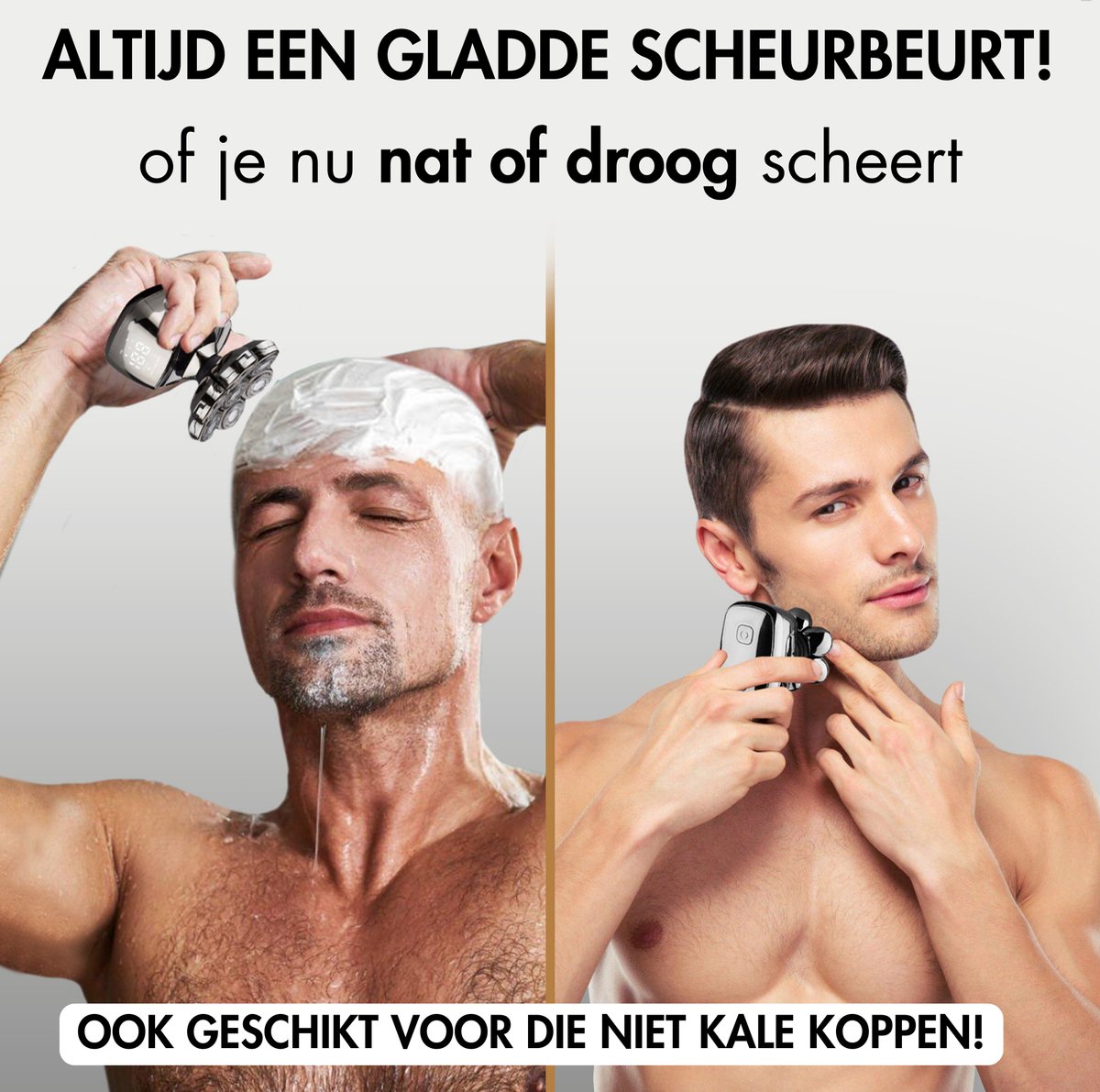 Sansbeauté® Skull Sharp PRO - Rasierer für Männer - Elektrischer Gesichts- und Kopfrasierer - Nass & Trocken - Kabelloses Laden - Elektrisch