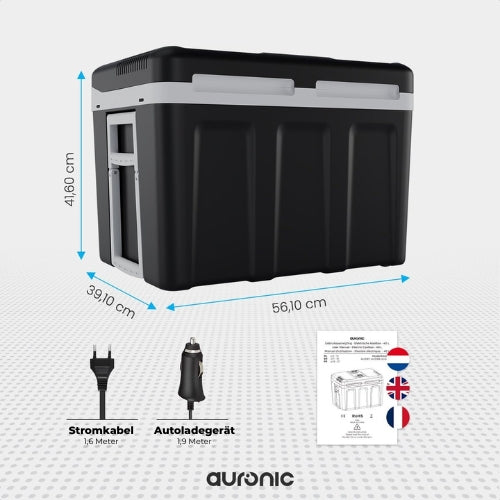 Auronic Elektrische Kühlbox - 40L - 12V und 240V - Schwarz