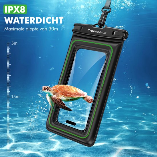 Travelhawk Wasserdichte Handyhüllen – Drybag-Set, 2er-Pack – Unterwasserhülle – Wasserdichte Handytasche – Für alle Smartphones geeignet – Auch für Reisepass und Bankkarten – Durchsichtig – Wasser - Urlaub - Schwimmen - Handy - Wasserdicht
