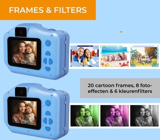 Denver Kinderkamera Full HD mit Drucker - Selfie-Kamera - 48MP - Digitalkamera Kinder - Foto und Video - Spiele - KPC1370 - Blau