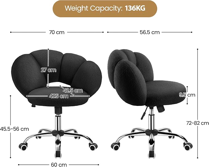 Yaheetech Ergonomischer Bürostuhl „Cloud Design“ – Schwarz – Verstellbarer Drehstuhl mit Wippfunktion bis 136 kg