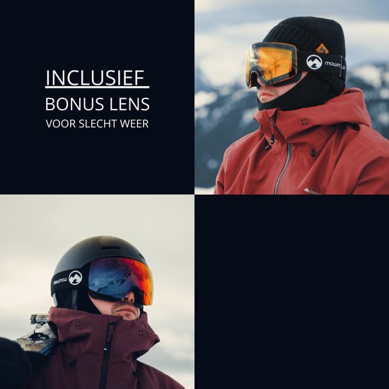 MowMow LOCAL Skibrille Männer L/XL + Extra Scheibe - Magnetisch - Bio-Frame - R-Strap - UV400
