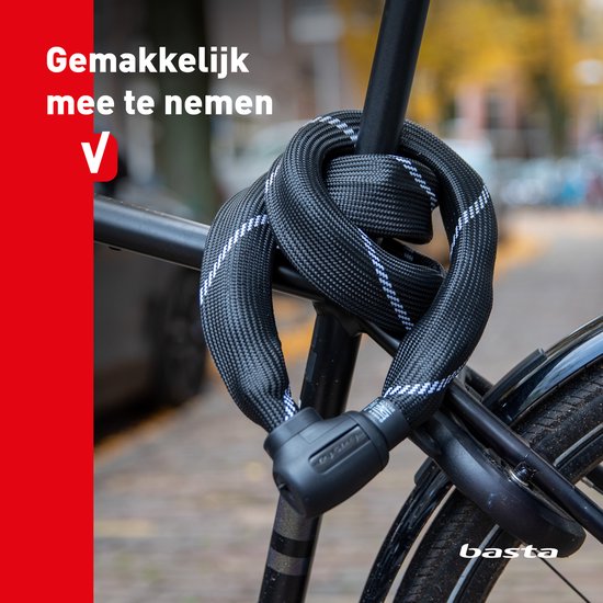 Basta Kettenschloss – ART 2 Fahrradschloss – Kette aus gehärtetem Stahl – Schloss mit Gütesiegel für E-Bikes und Fatbikes – 110 cm lang
